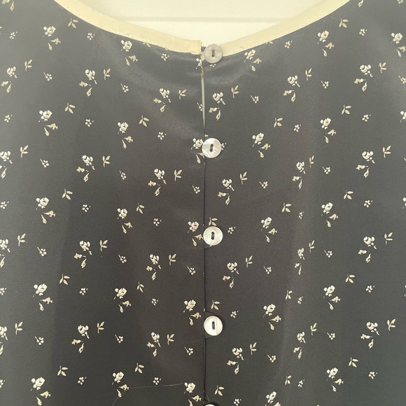 Vintage 90s GAP Black and Cream Floral Sleeveless Dress, size small - Picture 4 of 6